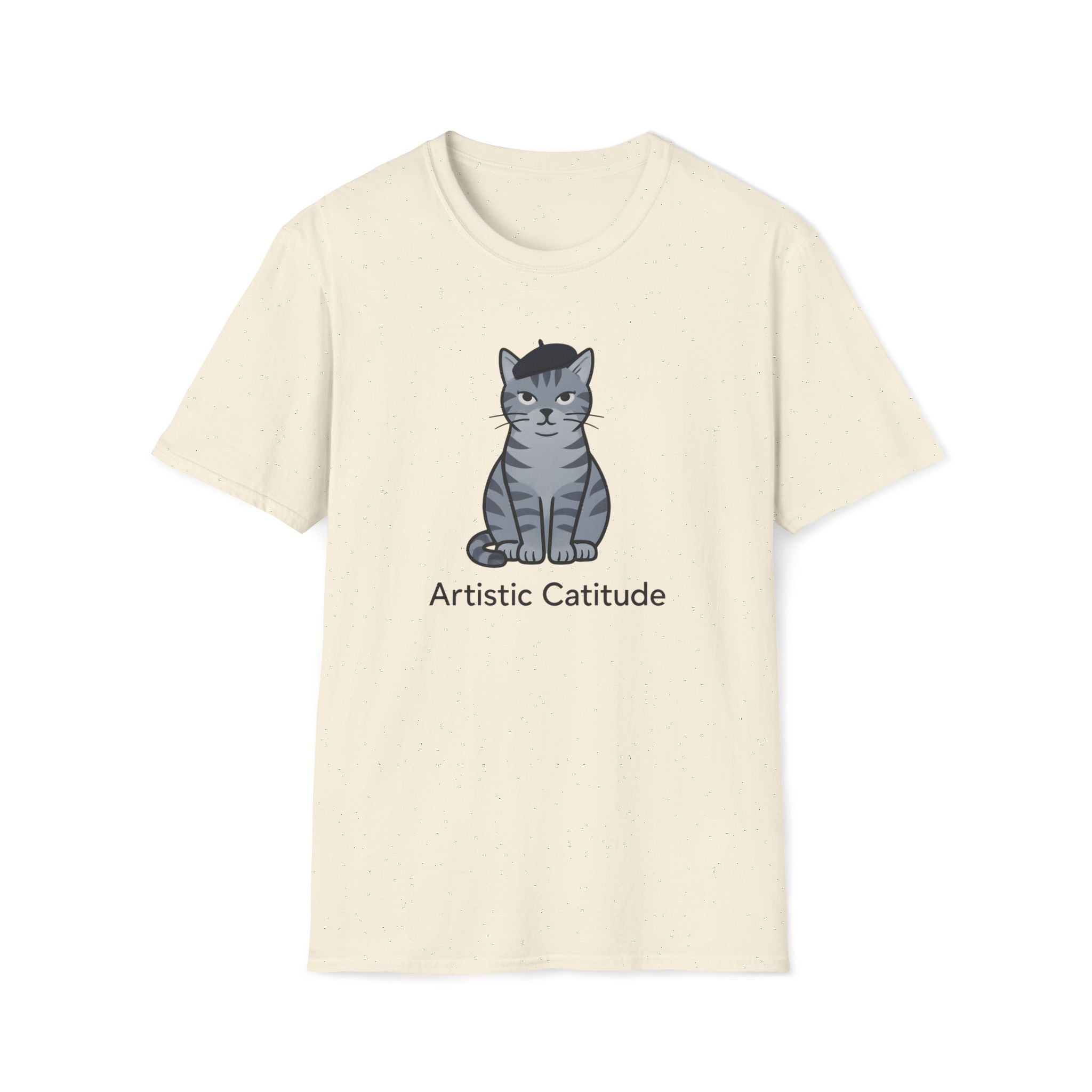 Gray Cat with Beret T-Shirt