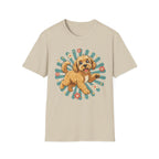 Doodle Puppy Floral Retro Sunburst T-Shirt