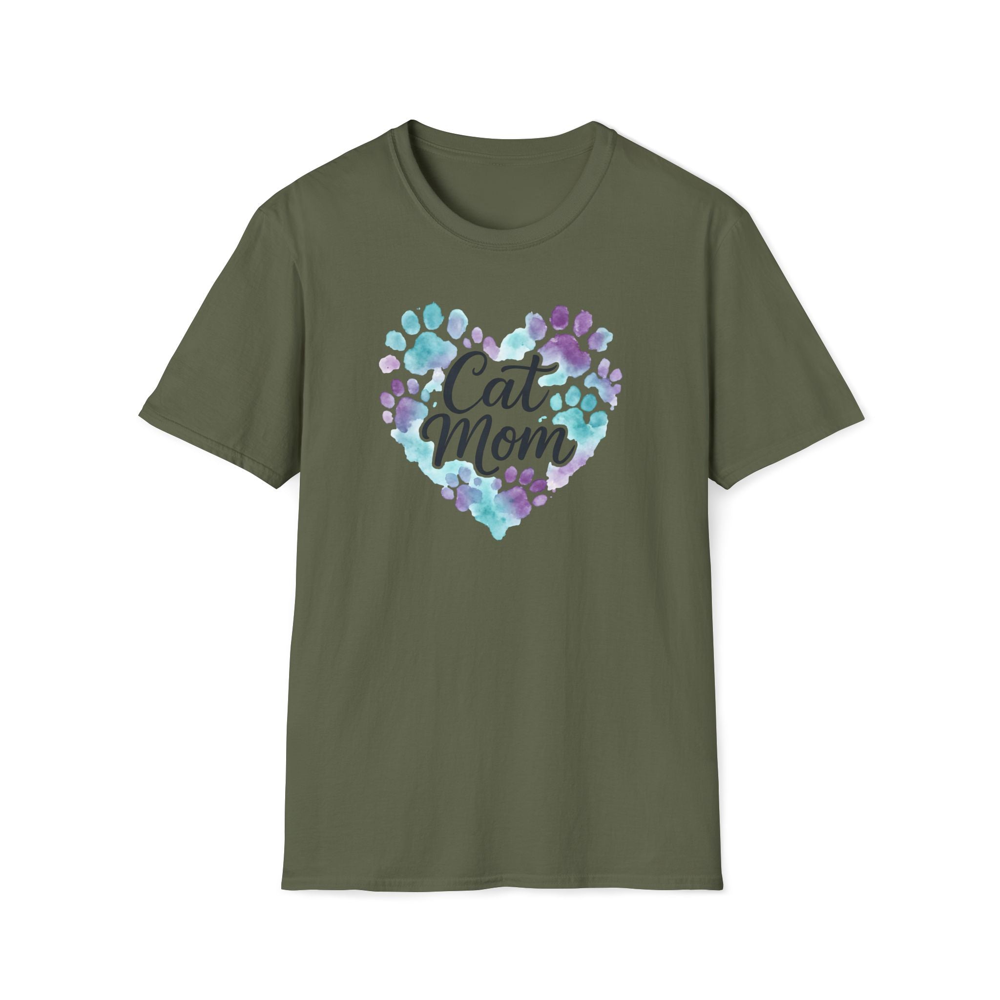 Watercolor Cat Mom Heart T-Shirt