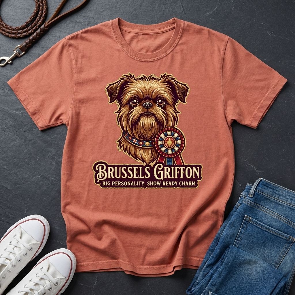 Brussels Griffon Detailed Portrait Shirt - Big Personality Pet Tee - Comfort Colors 1717