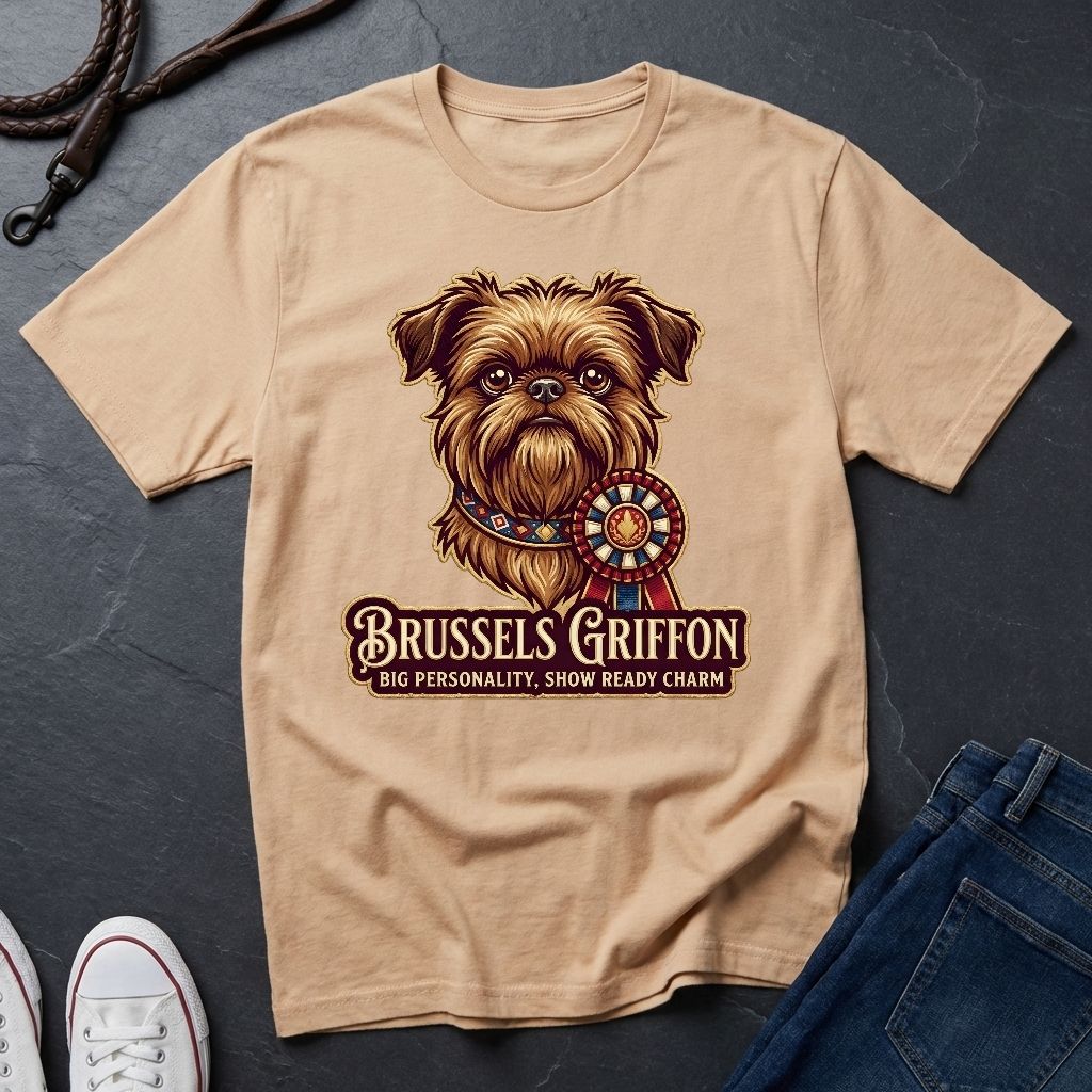 Brussels Griffon Detailed Portrait Shirt - Big Personality Pet Tee - Comfort Colors 1717