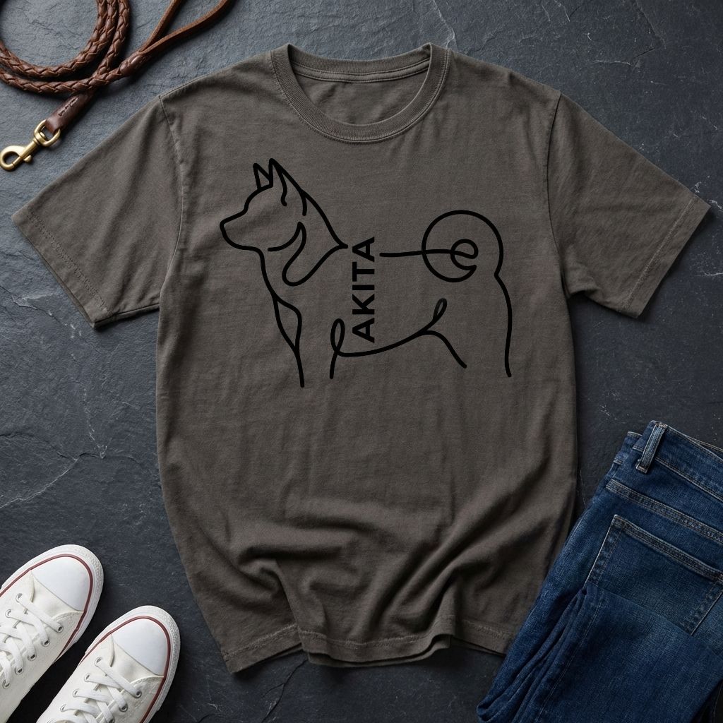 Akita Minimalist Line Art Shirt - Comfort Colors 1717 Dog Breed Tee - Akita Mom Gift
