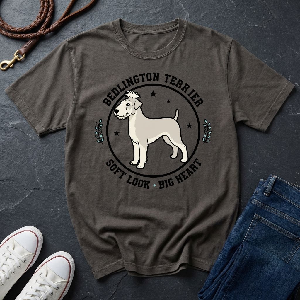 Bedlington Terrier Detailed Portrait Shirt - Soft Look Big Heart Tee - Comfort Colors 1717