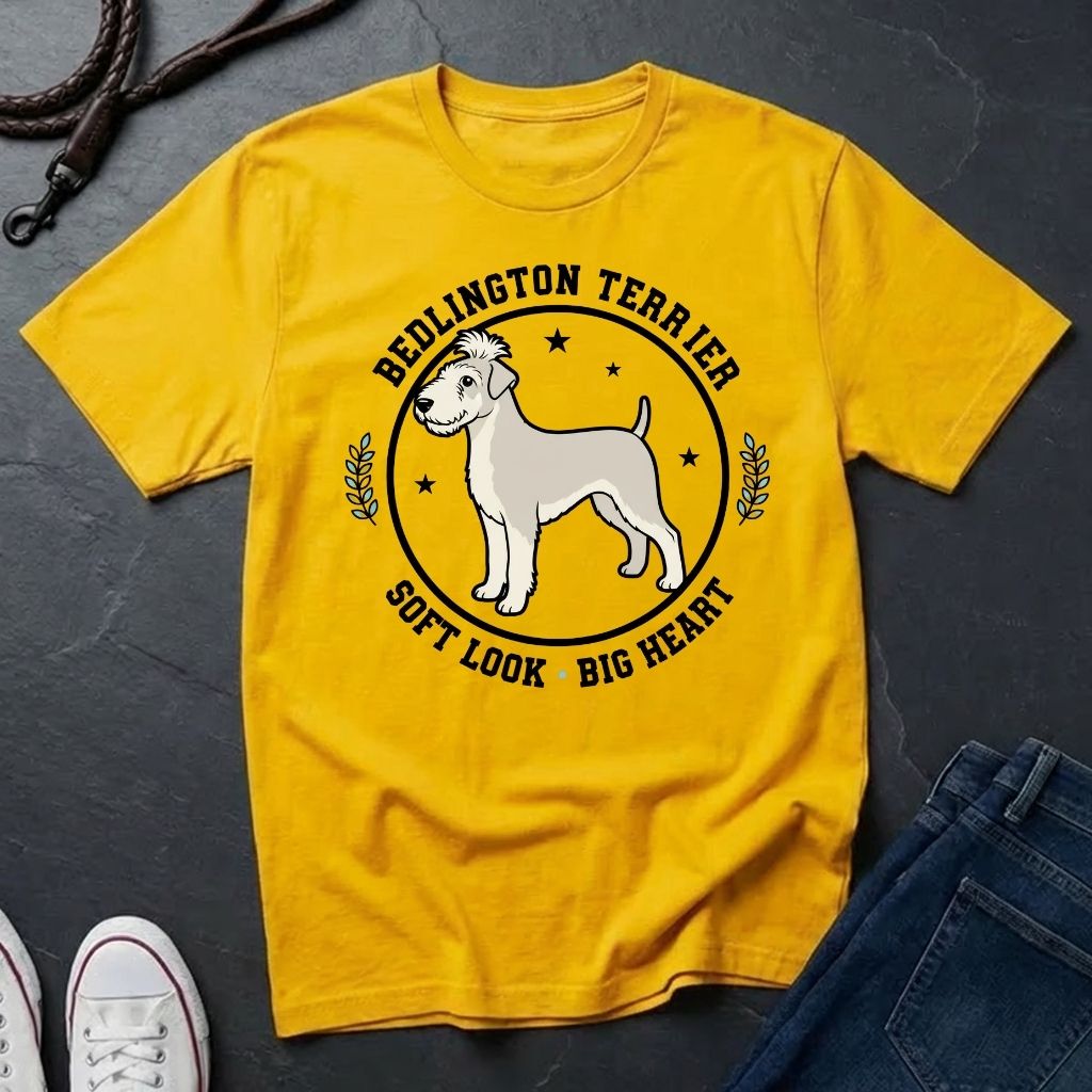 Bedlington Terrier Detailed Portrait Shirt - Soft Look Big Heart Tee - Comfort Colors 1717