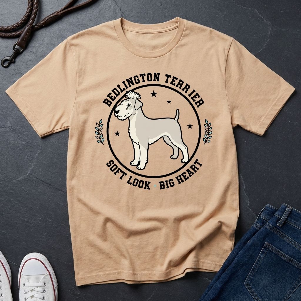 Bedlington Terrier Detailed Portrait Shirt - Soft Look Big Heart Tee - Comfort Colors 1717