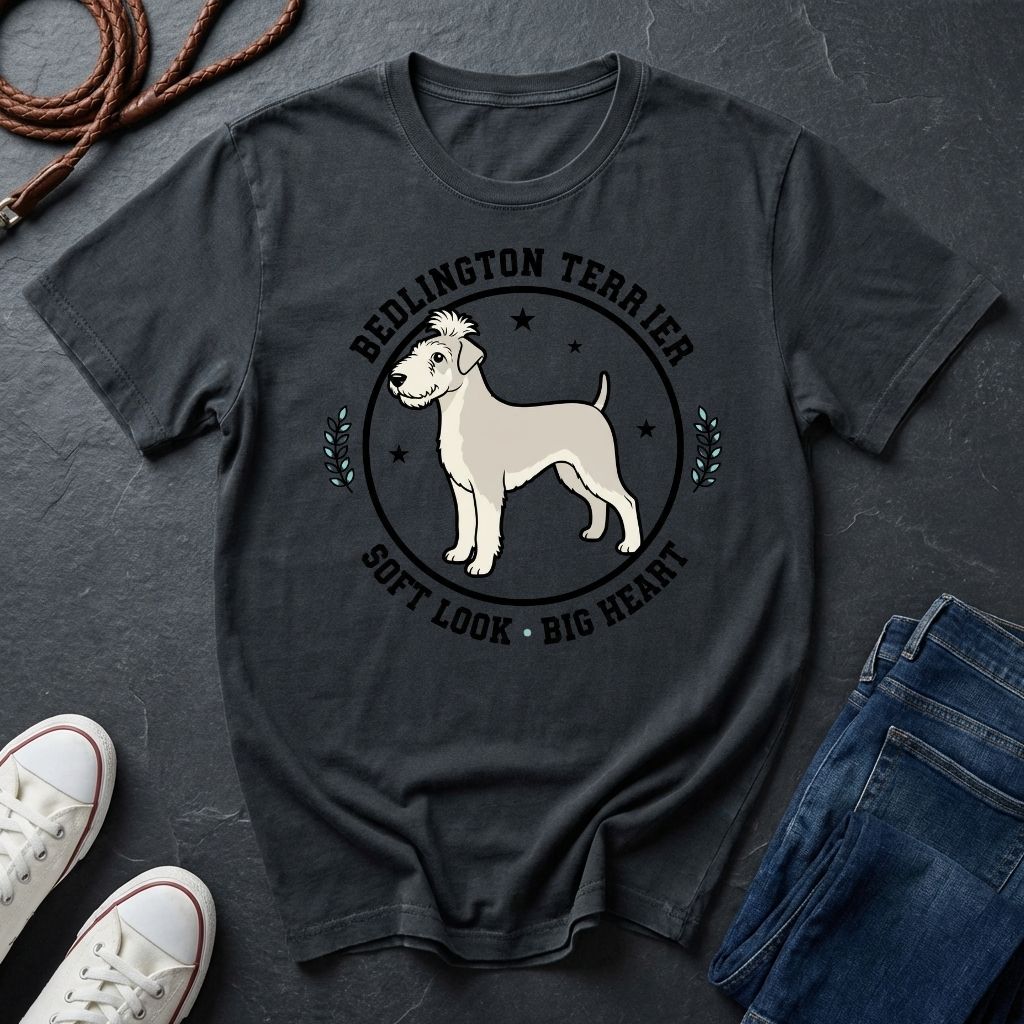 Bedlington Terrier Detailed Portrait Shirt - Soft Look Big Heart Tee - Comfort Colors 1717