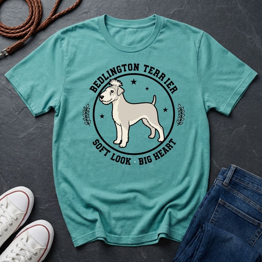 Bedlington Terrier Detailed Portrait Shirt - Soft Look Big Heart Tee - Comfort Colors 1717