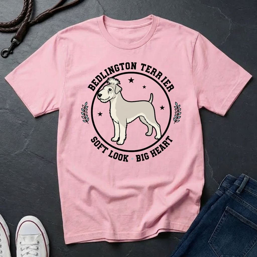 Bedlington Terrier Detailed Portrait Shirt - Soft Look Big Heart Tee - Comfort Colors 1717