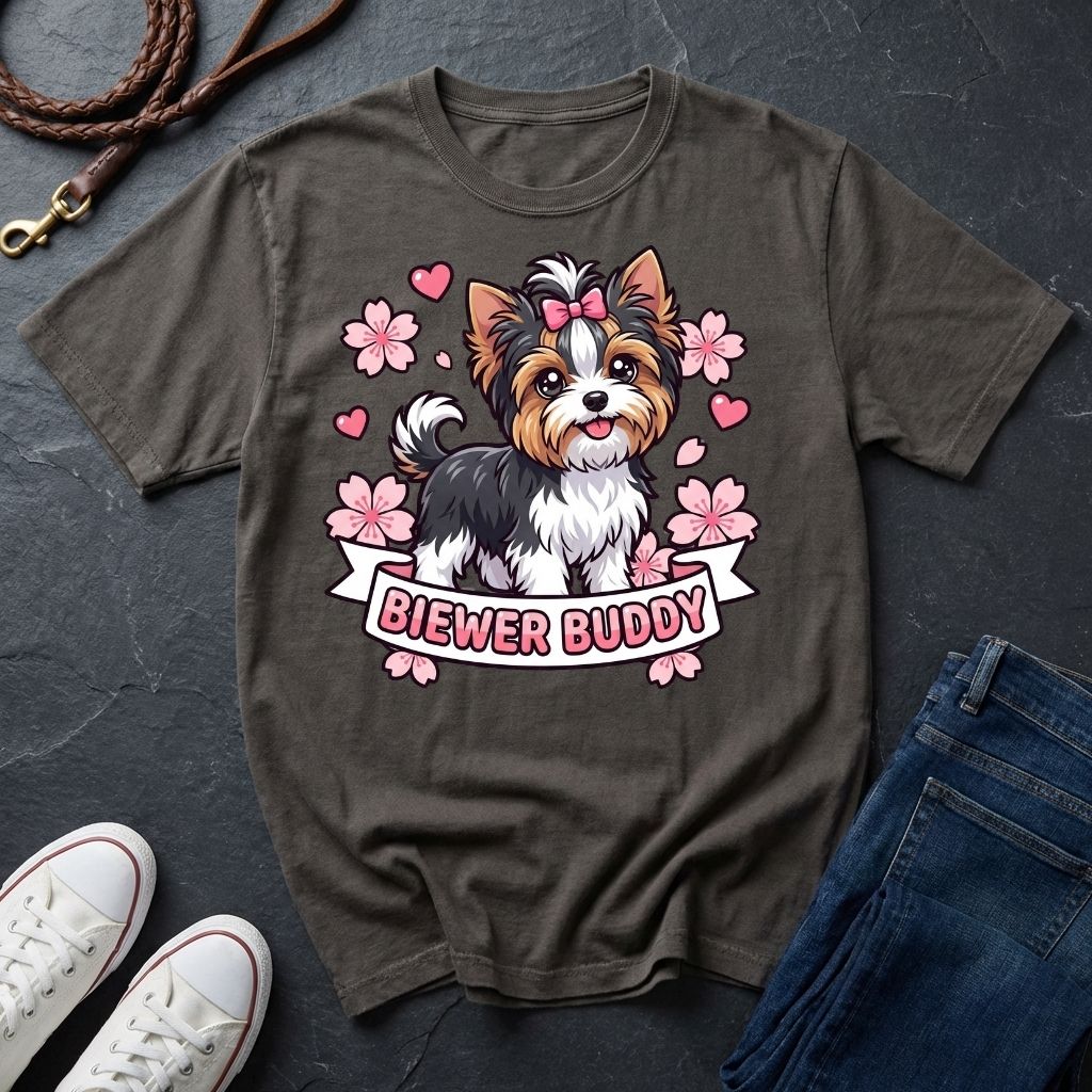 Biewer Terrier Detailed Portrait Shirt - Tri-Color Toy Breed Tee - Comfort Colors 1717