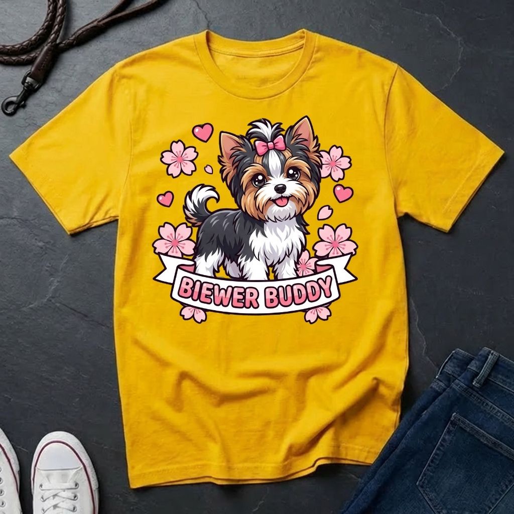 Biewer Terrier Detailed Portrait Shirt - Tri-Color Toy Breed Tee - Comfort Colors 1717