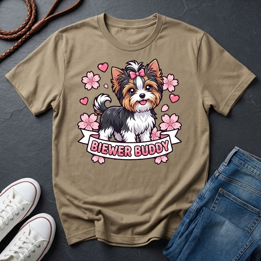 Biewer Terrier Detailed Portrait Shirt - Tri-Color Toy Breed Tee - Comfort Colors 1717