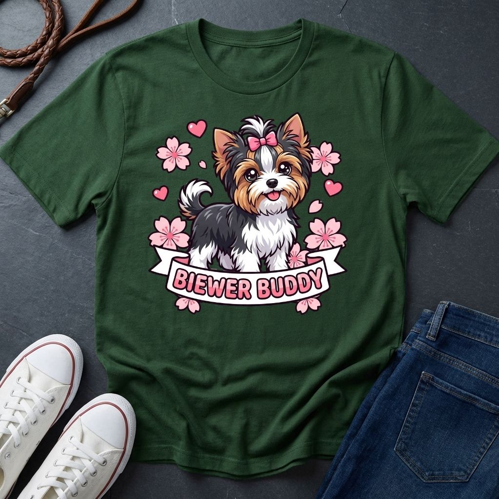 Biewer Terrier Detailed Portrait Shirt - Tri-Color Toy Breed Tee - Comfort Colors 1717
