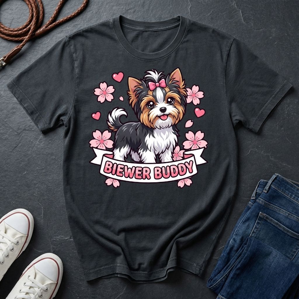 Biewer Terrier Detailed Portrait Shirt - Tri-Color Toy Breed Tee - Comfort Colors 1717