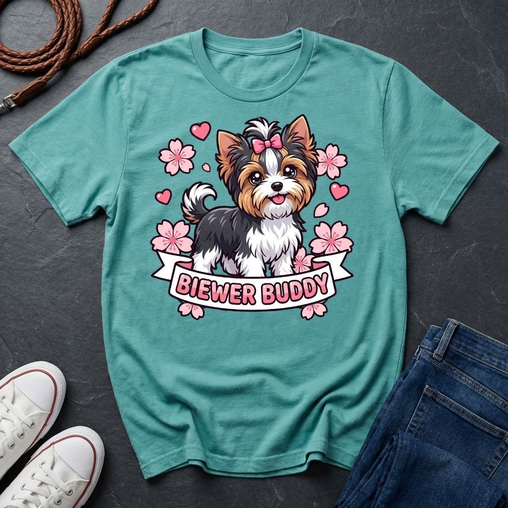 Biewer Terrier Detailed Portrait Shirt - Tri-Color Toy Breed Tee - Comfort Colors 1717