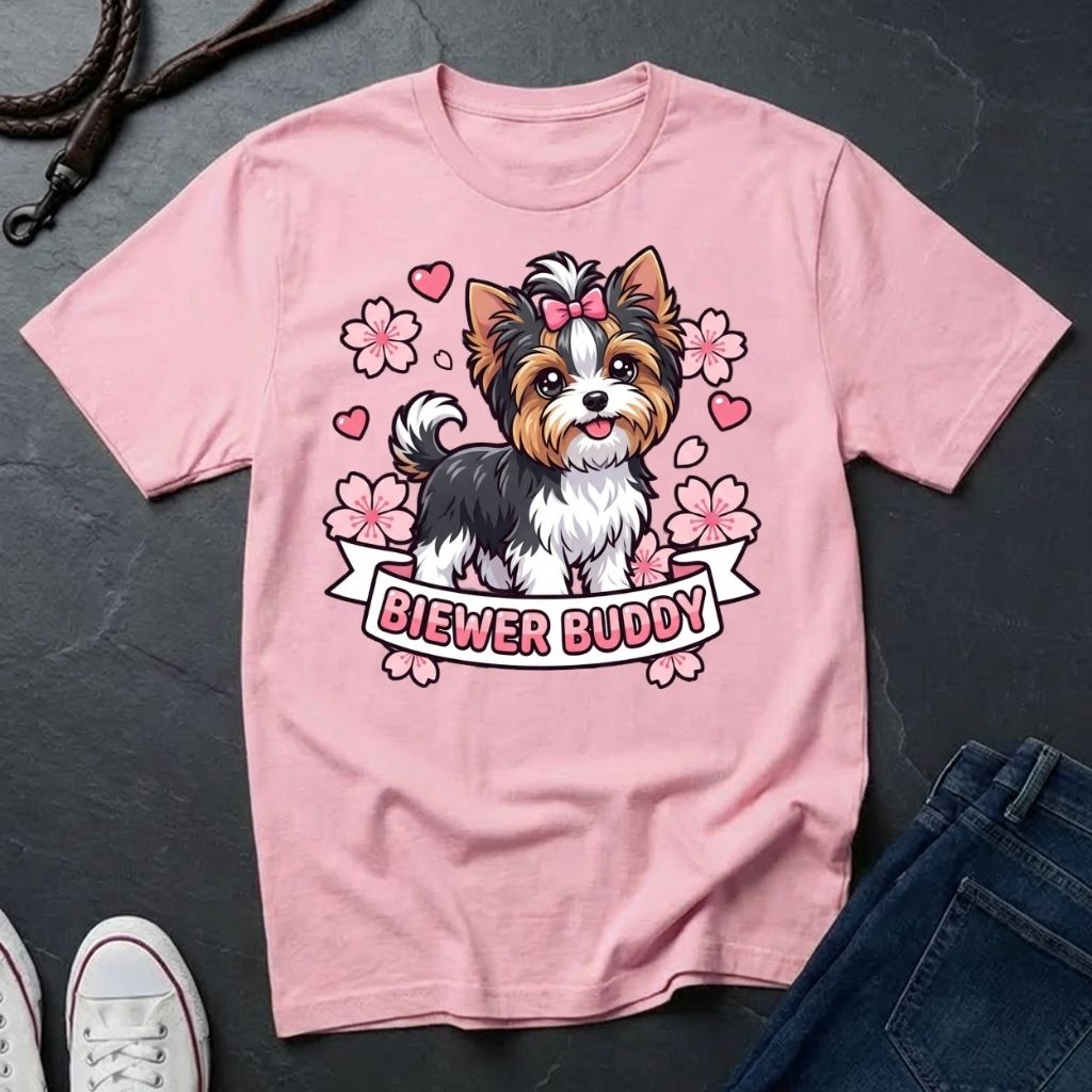 Biewer Terrier Detailed Portrait Shirt - Tri-Color Toy Breed Tee - Comfort Colors 1717
