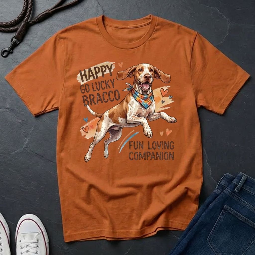 Bracco Italiano Detailed Portrait Shirt - Happy Go Lucky Pointer Tee - Comfort Colors 1717