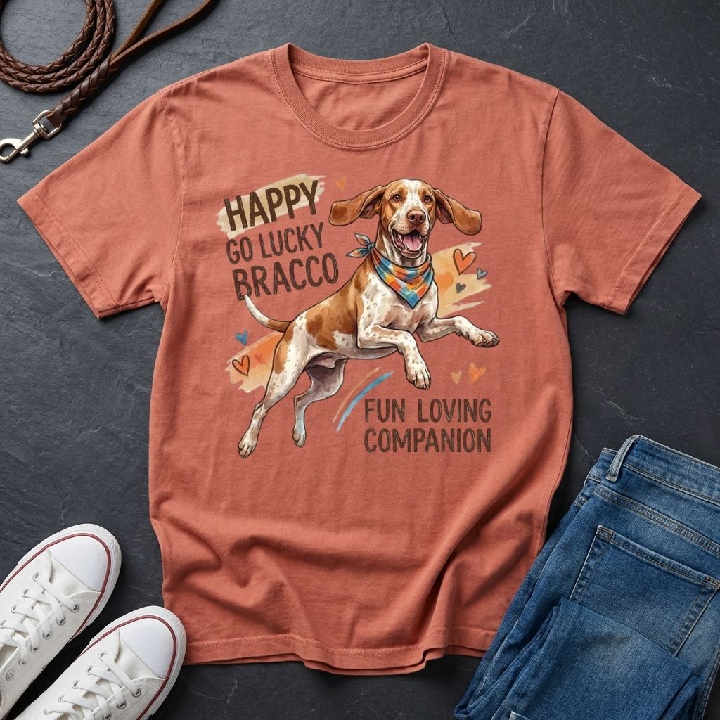 Bracco Italiano Detailed Portrait Shirt - Happy Go Lucky Pointer Tee - Comfort Colors 1717