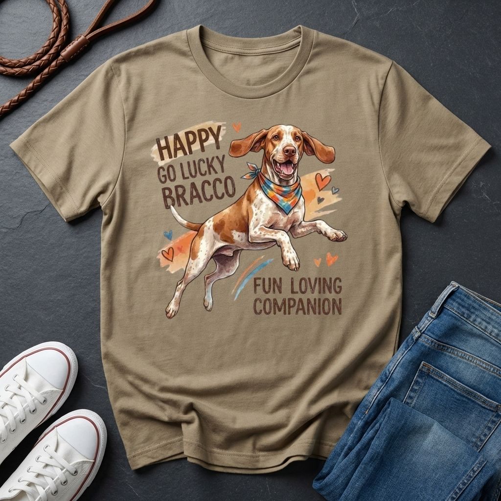 Bracco Italiano Detailed Portrait Shirt - Happy Go Lucky Pointer Tee - Comfort Colors 1717