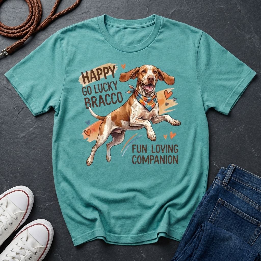 Bracco Italiano Detailed Portrait Shirt - Happy Go Lucky Pointer Tee - Comfort Colors 1717