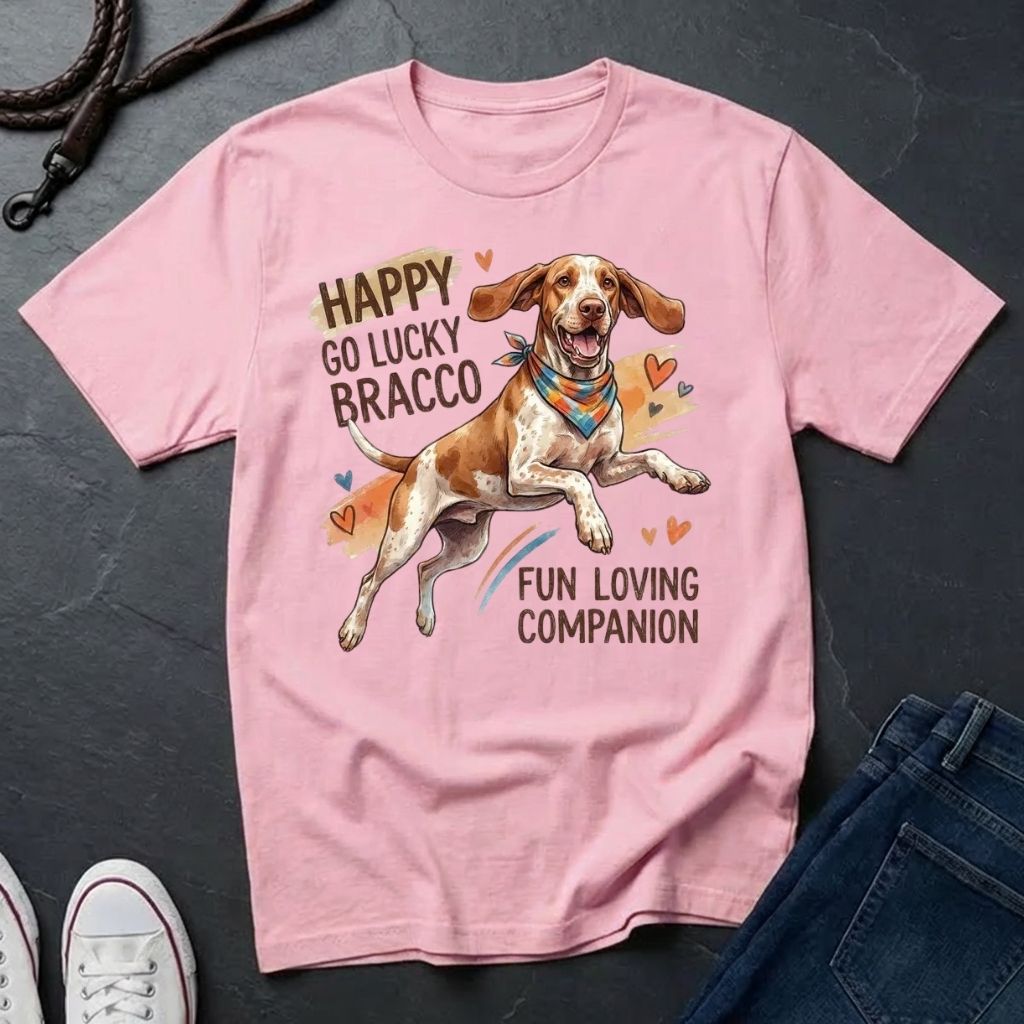 Bracco Italiano Detailed Portrait Shirt - Happy Go Lucky Pointer Tee - Comfort Colors 1717