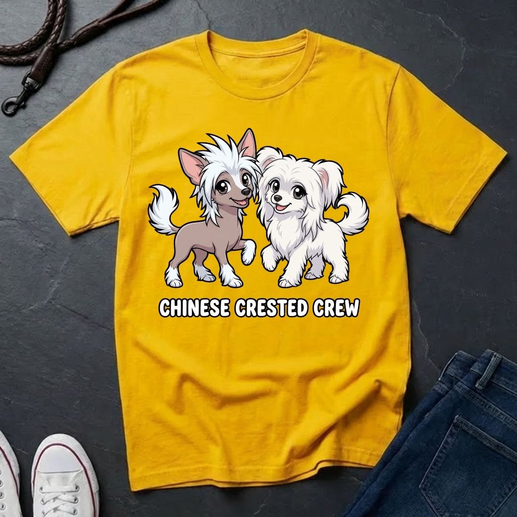 The "Crested Crew" Graphic Pop Art Tee — Premium Chinese Crested Heritage Shirt
