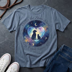Under the Same Stars Cosmic Love Graphic Pop Art Shirt — Dog & Cat Friendship Tee