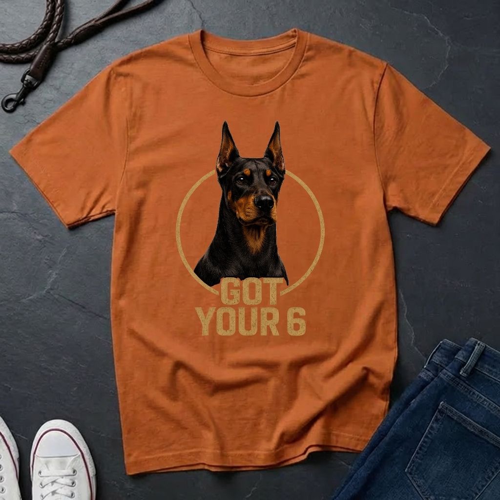 Doberman 'Got Your 6' Graphic Pop Art Shirt — Protective Dog Loyalty Tee