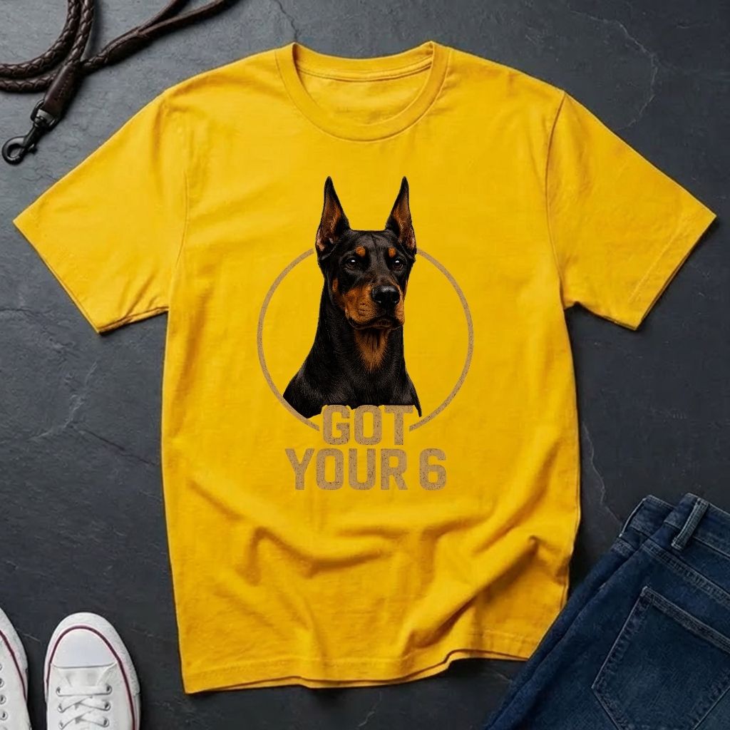 Doberman 'Got Your 6' Graphic Pop Art Shirt — Protective Dog Loyalty Tee