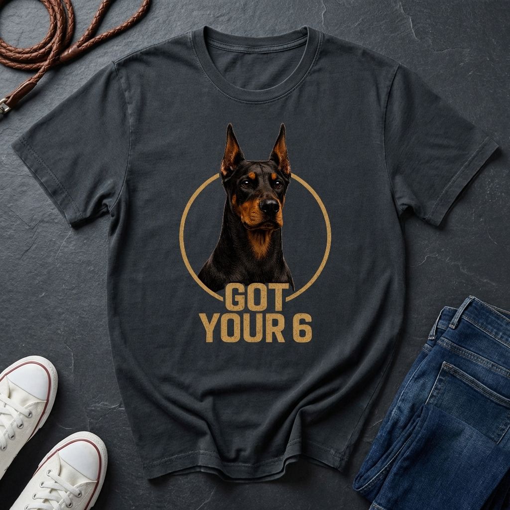 Doberman 'Got Your 6' Graphic Pop Art Shirt — Protective Dog Loyalty Tee