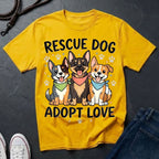 Rescue Dog Adopt Love Graphic Pop Art Shirt — Three Dogs with Bandanas Tee