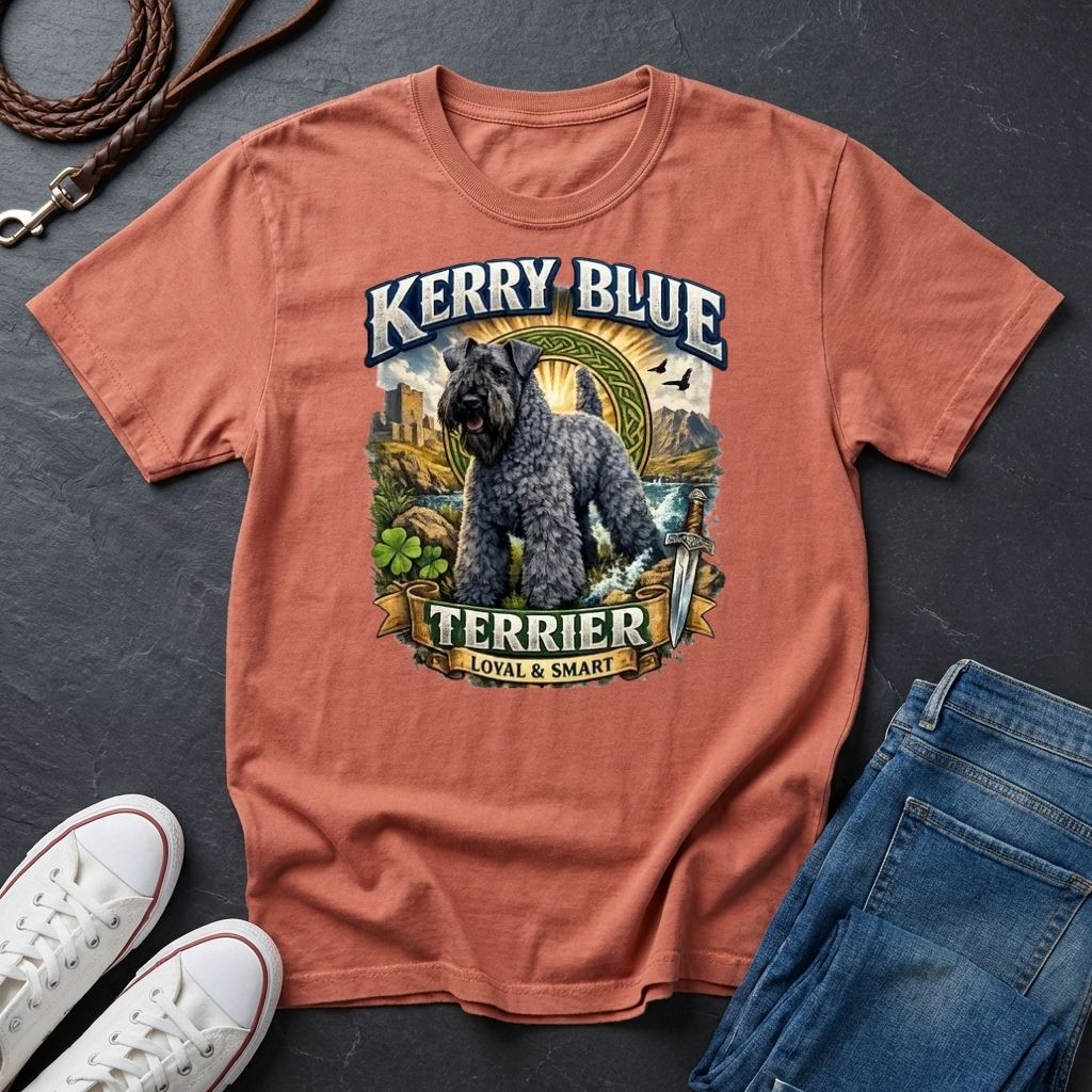 Kerry Blue Terrier Shirt - Detailed Dog Portrait Tee - Comfort Colors 1717
