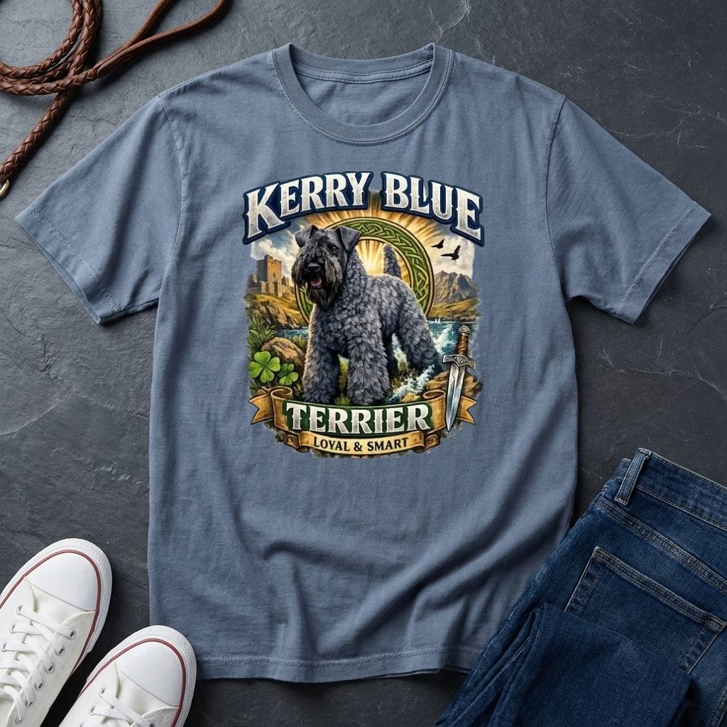 Kerry Blue Terrier Shirt - Detailed Dog Portrait Tee - Comfort Colors 1717