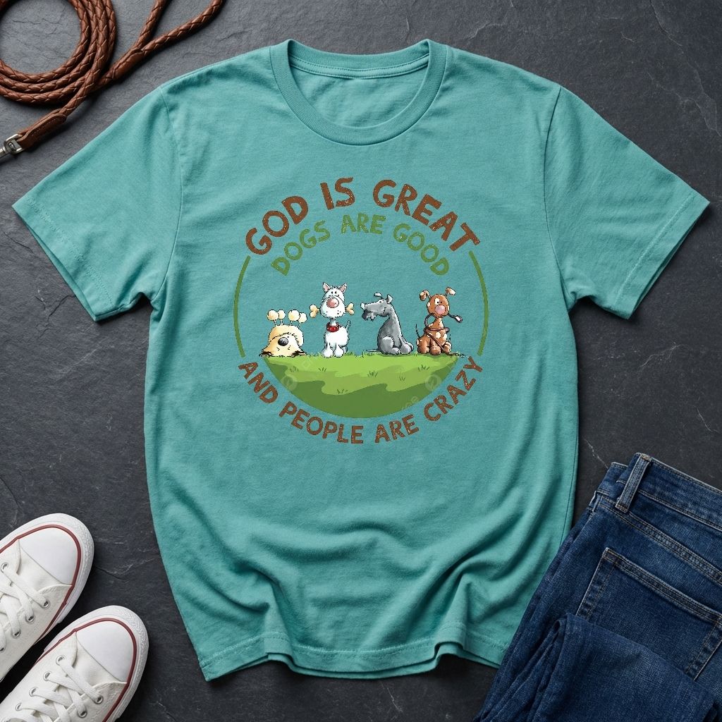 God is Great Dogs are Good People are Crazy Shirt - Comfort Colors 1717 Vintage Tee