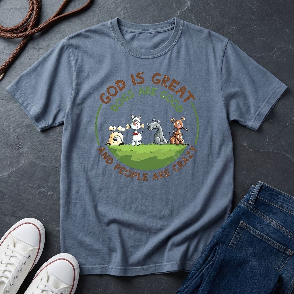 God is Great Dogs are Good People are Crazy Shirt - Comfort Colors 1717 Vintage Tee