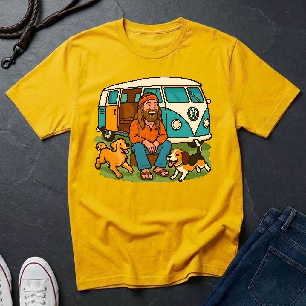 Vintage Hippie Van T-Shirt with Dogs - Retro 60s 70s Van Life Shirt - Comfort Colors 1717