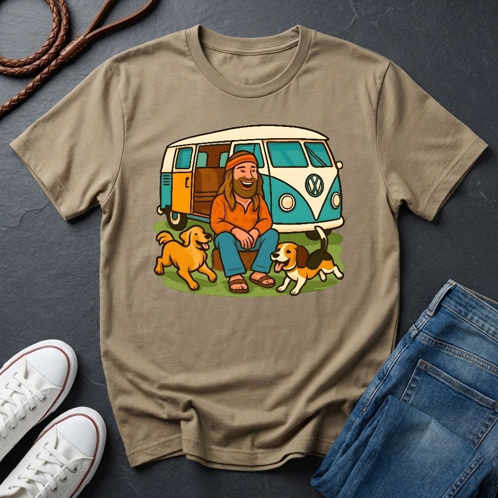 Vintage Hippie Van T-Shirt with Dogs - Retro 60s 70s Van Life Shirt - Comfort Colors 1717