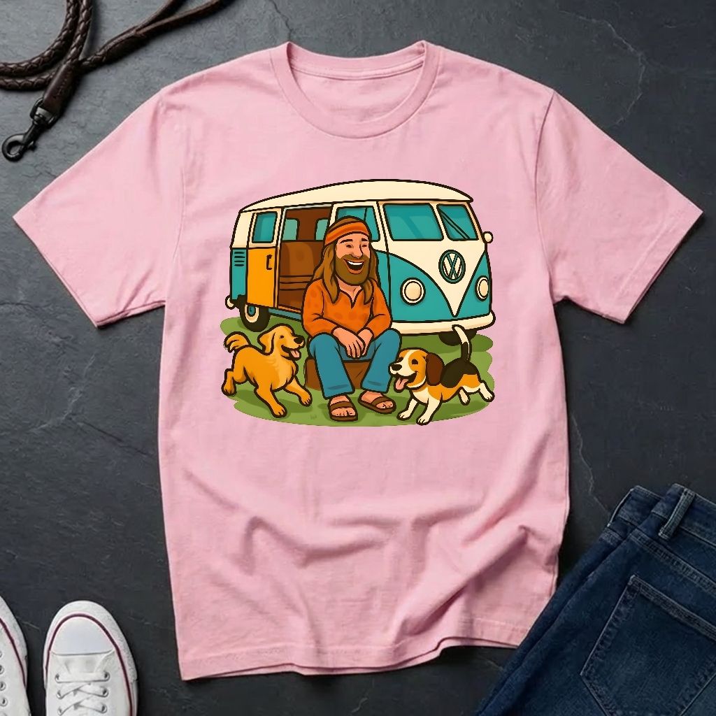Vintage Hippie Van T-Shirt with Dogs - Retro 60s 70s Van Life Shirt - Comfort Colors 1717