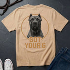 Cane Corso 'Got Your Six' Graphic Pop Art Shirt — Back Print Protective Dog Tee