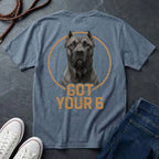 Cane Corso 'Got Your Six' Graphic Pop Art Shirt — Back Print Protective Dog Tee