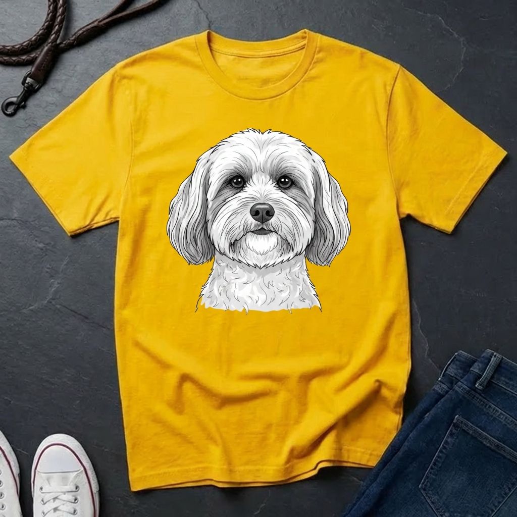 Cute Shih Tzu Dog Portrait T-Shirt — Realistic Pet Illustration Tee