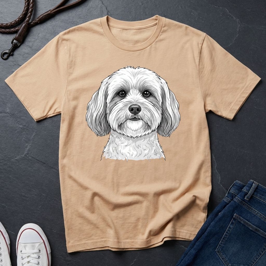 Cute Shih Tzu Dog Portrait T-Shirt — Realistic Pet Illustration Tee