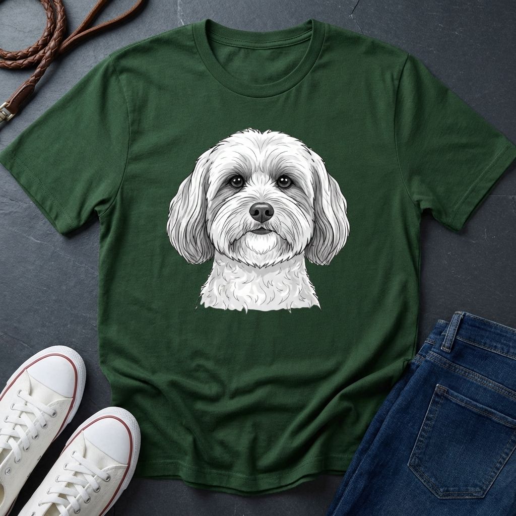 Cute Shih Tzu Dog Portrait T-Shirt — Realistic Pet Illustration Tee