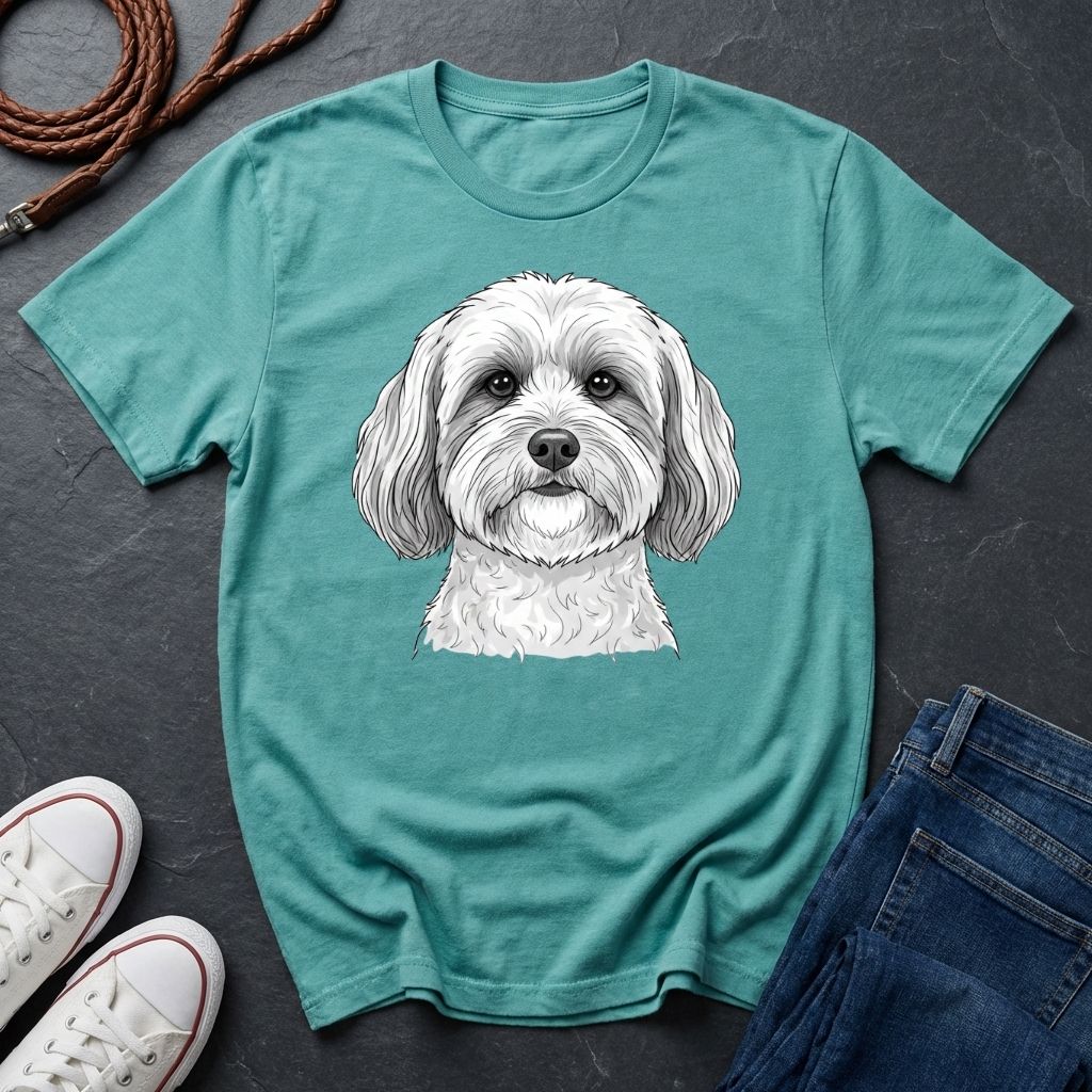Cute Shih Tzu Dog Portrait T-Shirt — Realistic Pet Illustration Tee