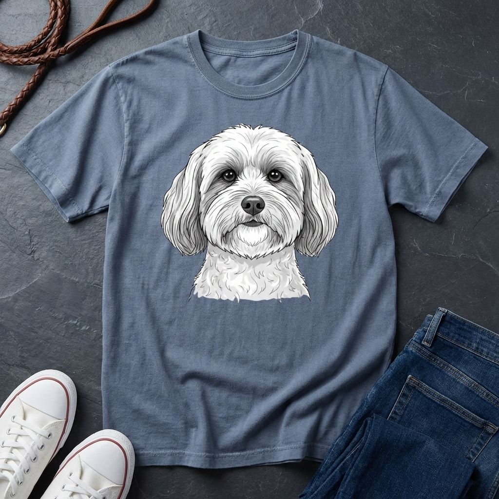 Cute Shih Tzu Dog Portrait T-Shirt — Realistic Pet Illustration Tee