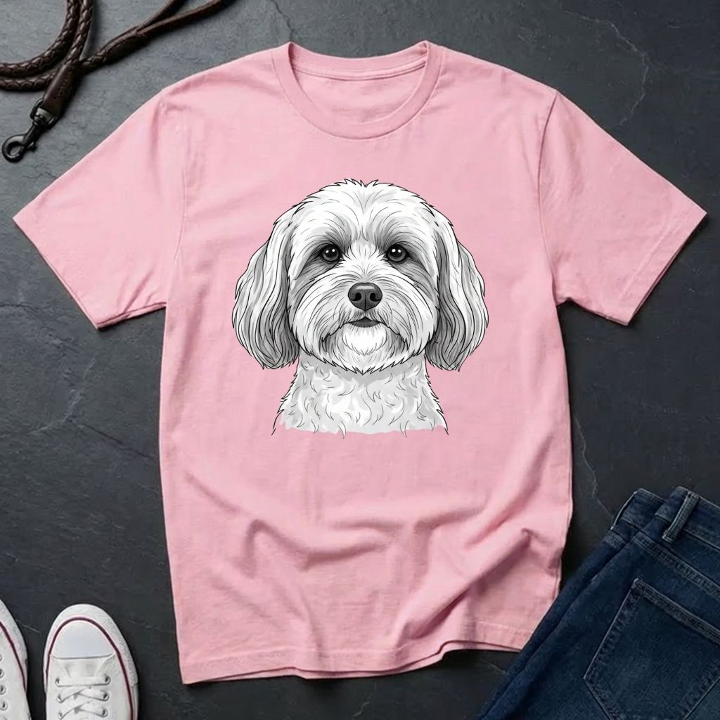 Cute Shih Tzu Dog Portrait T-Shirt — Realistic Pet Illustration Tee