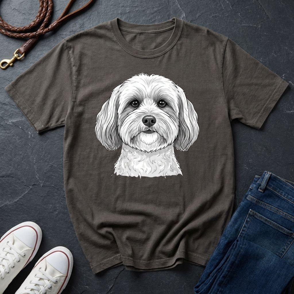 Cute Shih Tzu Dog Portrait T-Shirt — Realistic Pet Illustration Tee
