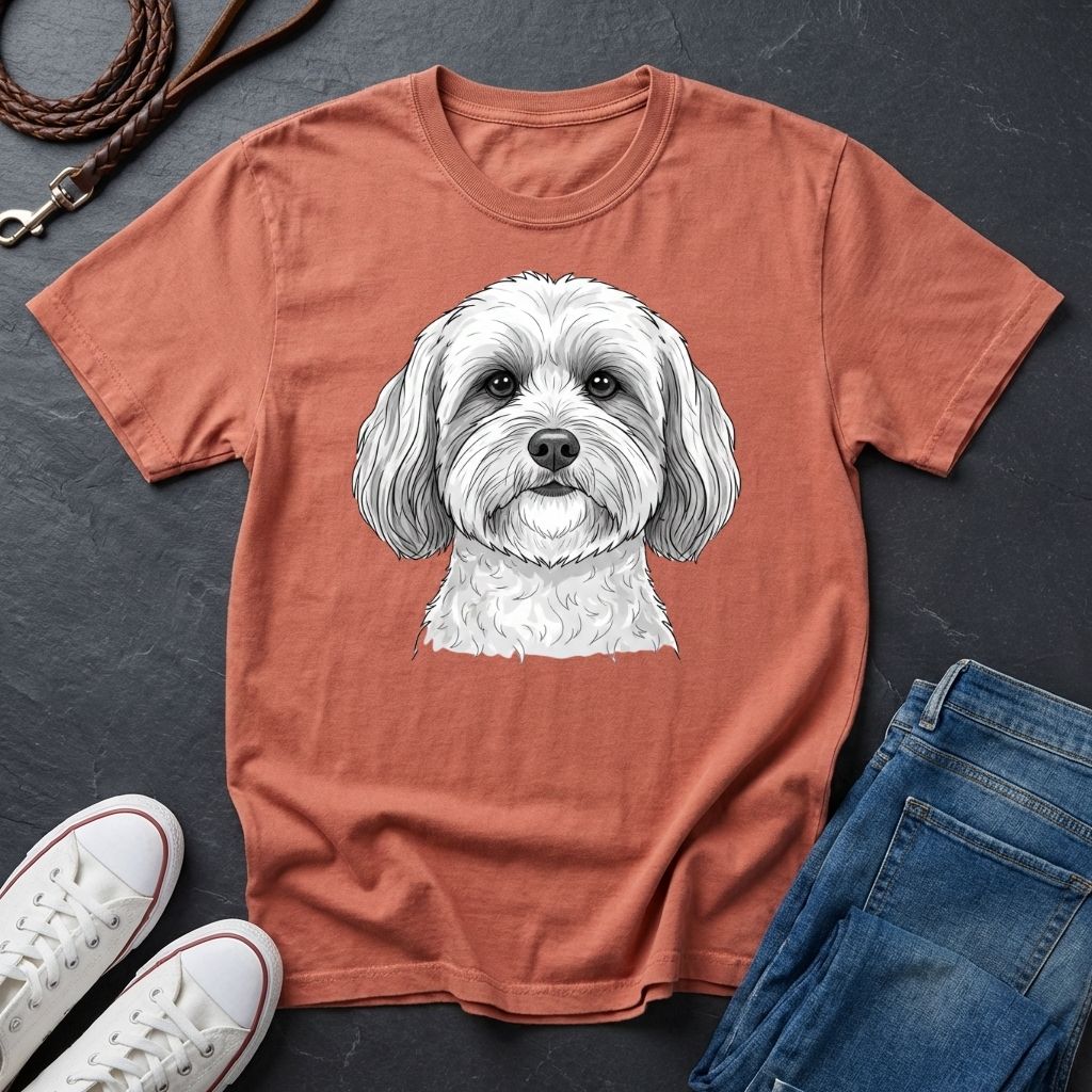 Cute Shih Tzu Dog Portrait T-Shirt — Realistic Pet Illustration Tee