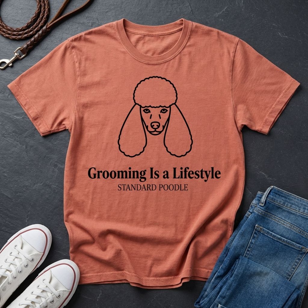 Poodle 'Grooming Is a Lifestyle' Graphic Pop Art Shirt — Modern Line Art Dog Tee