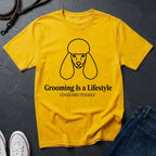 Poodle 'Grooming Is a Lifestyle' Graphic Pop Art Shirt — Modern Line Art Dog Tee