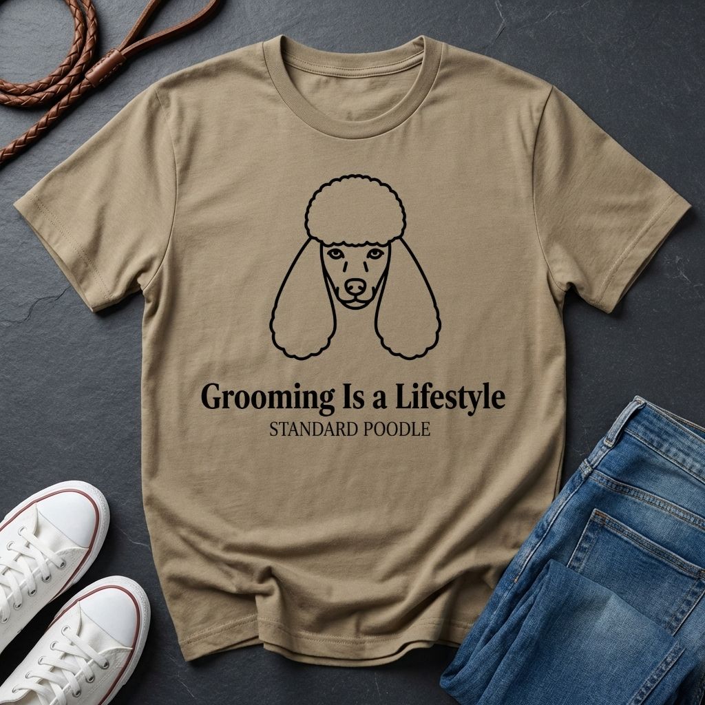 Poodle 'Grooming Is a Lifestyle' Graphic Pop Art Shirt — Modern Line Art Dog Tee